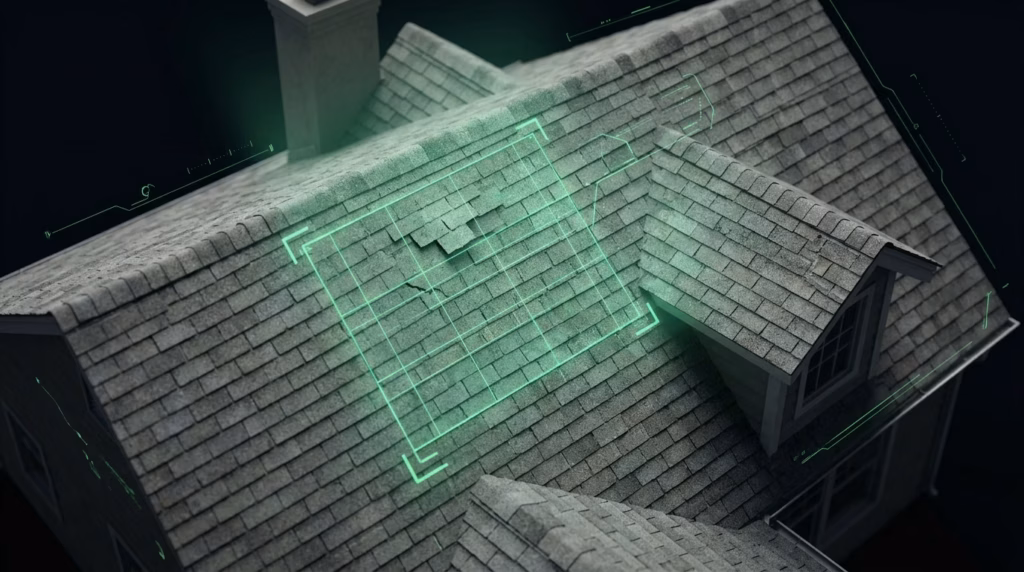 Roof repair Los Angeles condition scan marking every fault found on the roof