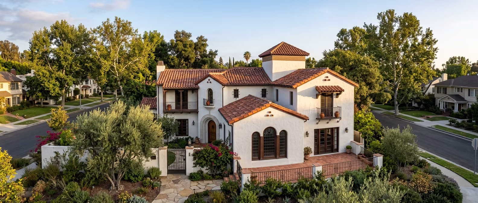 Clay tile roof in Glendale on a 1920s Spanish Colonial Revival home