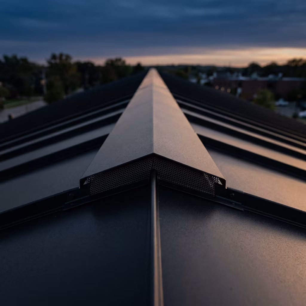 Class A fire rated roof ridge with an ember closure and vent